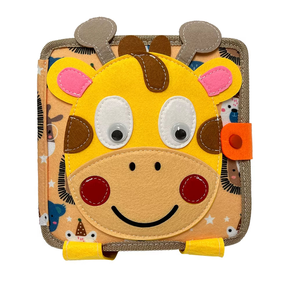 Montessori Toy Giraffe Busy Board 3D Felt Book for Fine Motor Skills Early Education Habits Knowledge Developing