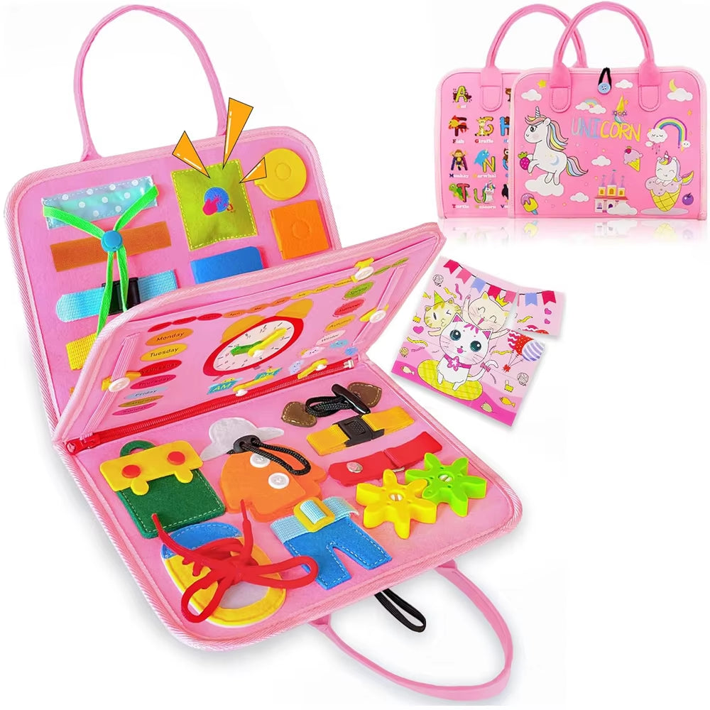 Busy Board Montessori Toys Preschool Educational Learning Activities Sensory Board Fine Motor Skills Toys Travel Kids Busy Book